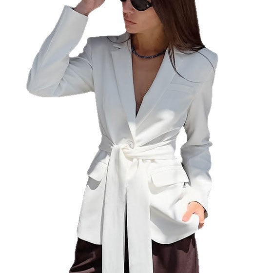 Damen Eleganter Taillierter Blazer mit Knotenverschluss R&B