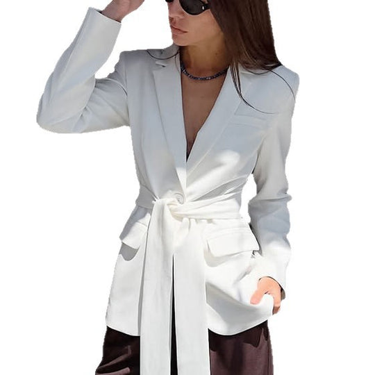 Damen Eleganter Taillierter Blazer mit Knotenverschluss R&B