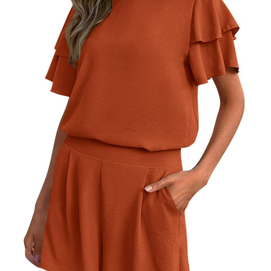 Damen Verspieltes Jumpsuit mit Rüschendetails und seitlichen Taschen R&B