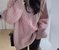 Damen Grobstrickpullover im lässigen Oversized-Stil mit Zopfmuster R&B