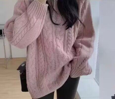 Damen Grobstrickpullover im lässigen Oversized-Stil mit Zopfmuster R&B