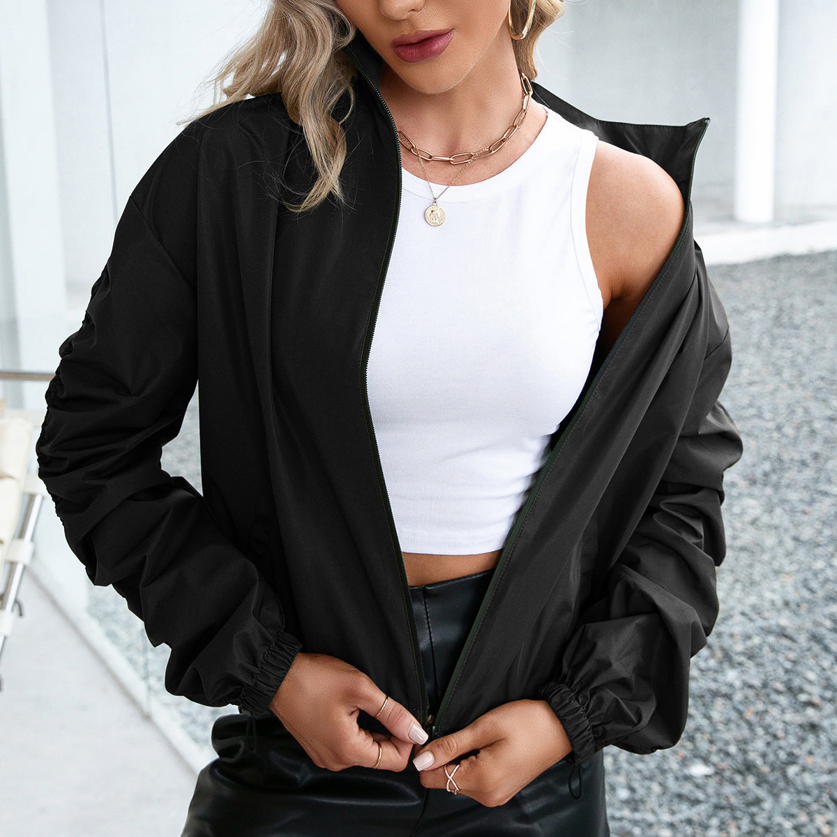 R&B | Outdoor-Jacke Wasserdicht Leicht Lockerer Schnitt Reißverschluss Elastische Bündchen