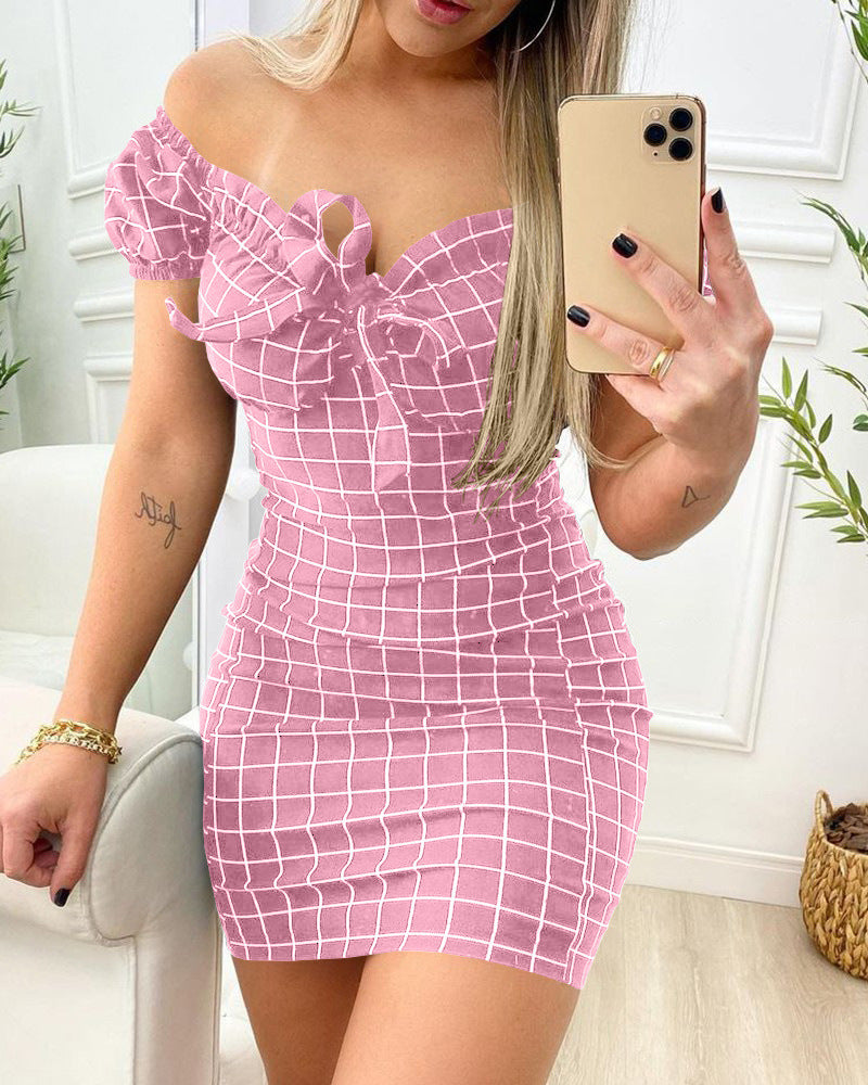 Damen figurbetontes Oberteilkleid mit Rüschendetails R&B