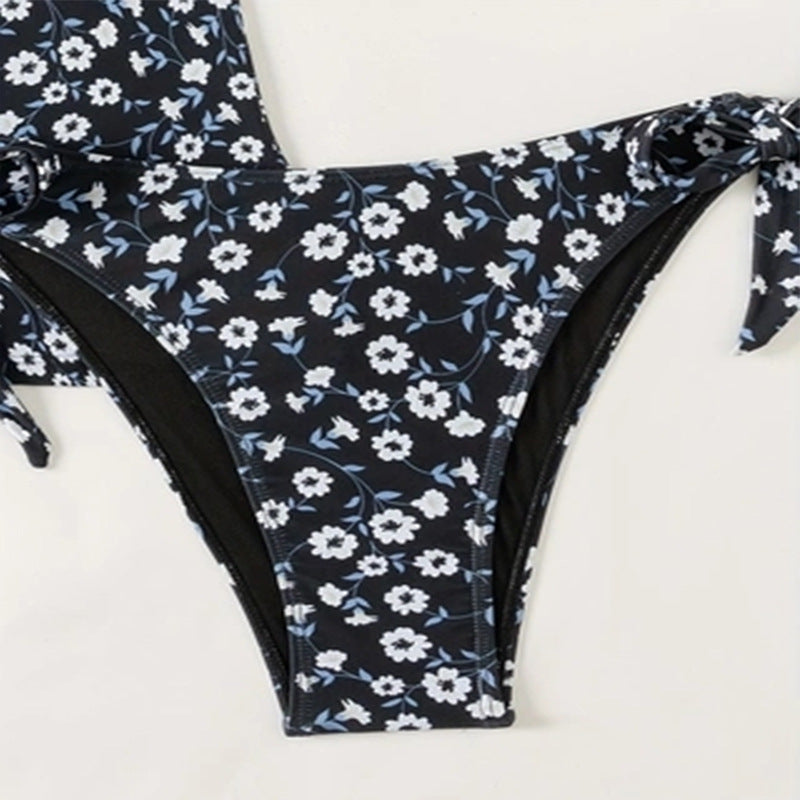 Damen Floral Badeanzug mit Rüschen und tiefem V-Ausschnitt R&B
