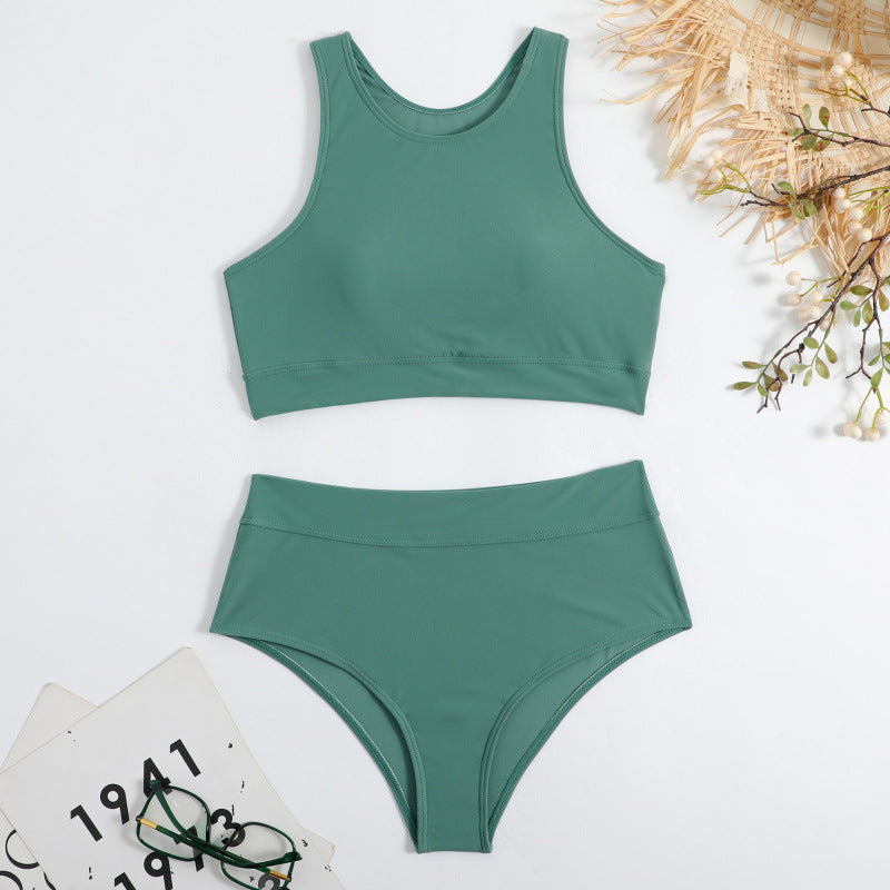 Damen Bikini-Set mit hohem Bund und sportlichem Oberteil R&B