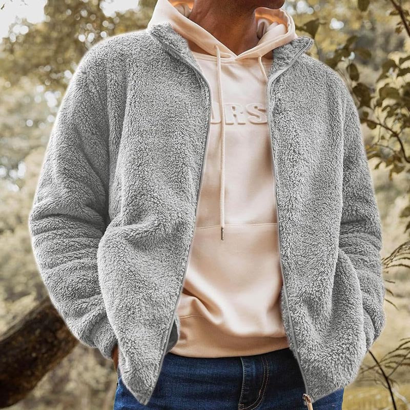 Herren Fleecejacke mit hohem Kragen und praktischen Taschen R&B
