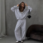 Damen Bequemes Oversized-Lounge-Set mit Kapuze und elastischem Bund R&B