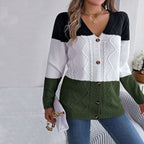 R&B | Farbblock Strickjacke mit Modischem Stil