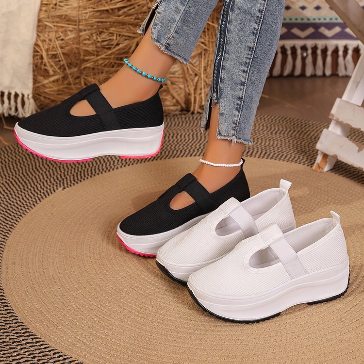 Damen Plateau-Sneaker im sportlich-eleganten Design mit elastischem Riemchen R&B