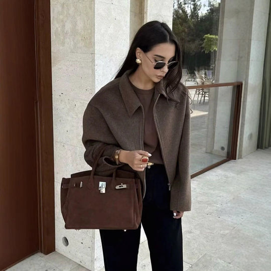 Damen lässige Übergangsjacke mit praktischem Reißverschluss und aufgesetzten Taschen R&B