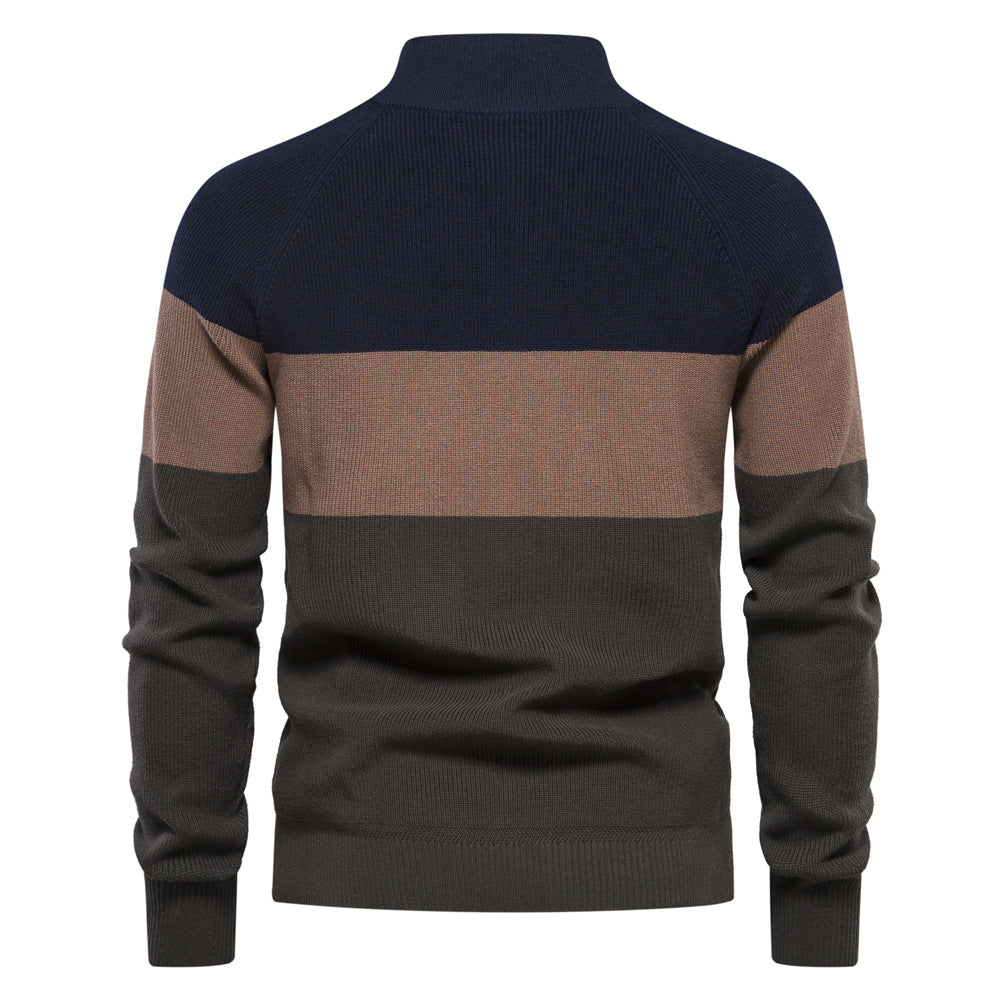Herren Strickjacke mit modischem Farbblockdesign und hochwertigem Reißverschluss