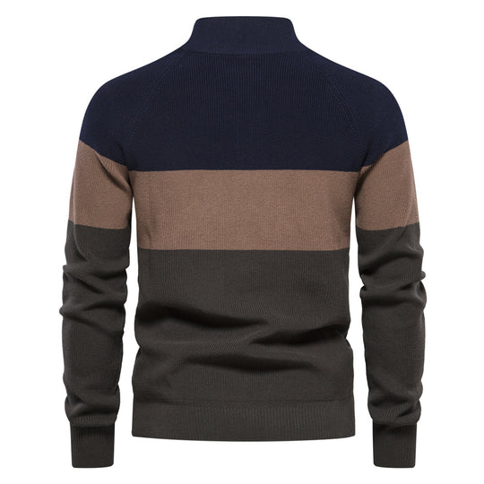 Herren Strickjacke mit modischem Farbblockdesign und hochwertigem Reißverschluss R&B