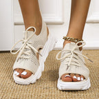 Damen Sneakersandale mit atmungsaktivem Strickoberteil und komfortabler Plattformsohle R&B