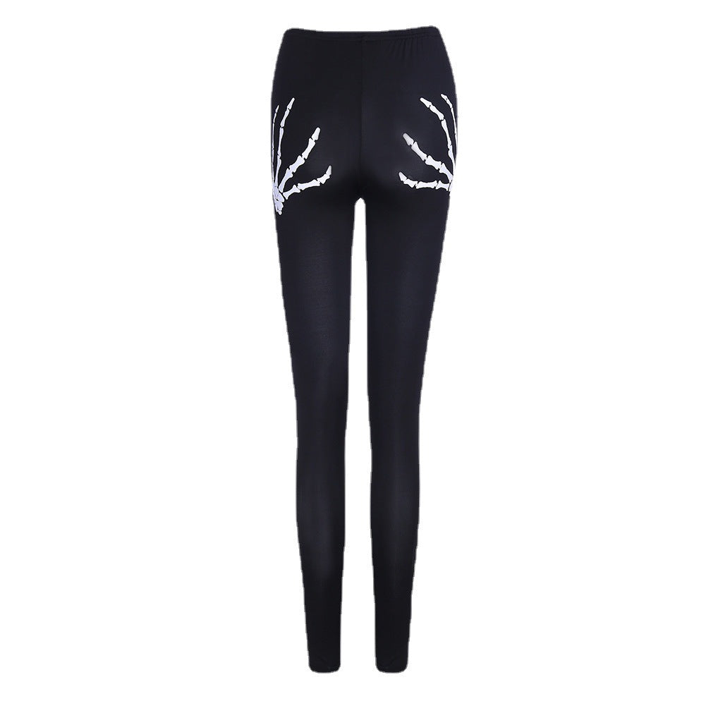 Damen Leggings mit kreativen Cut-Outs und Totenkopf-Design R&B