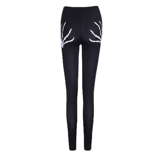 Damen Leggings mit kreativen Cut-Outs und Totenkopf-Design R&B