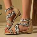 Damen Wedge-Sandalen mit funkelnden Akzenten und leopardem Design R&B