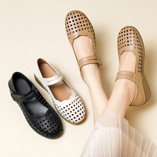 Damen Komfortable Ballerinas mit verstellbarem Riemen und luftiger Konstruktion R&B