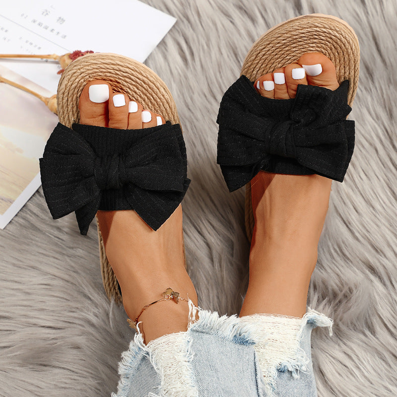 Damen Riemchen-Sandalen mit dekorativen Schleifen und rutschfester Sohle R&B