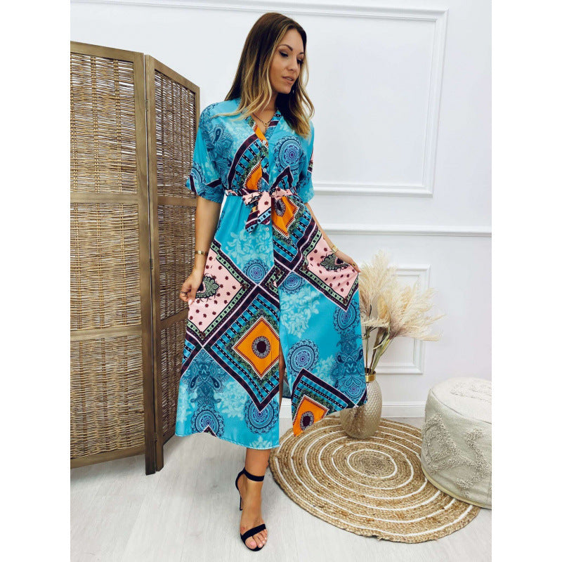 Damen Bohemian Wickelkleid R&B