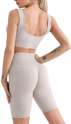 Damen Sportliches Wellness-Set mit Crop Top und Radlerhose R&B