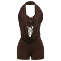 Damen Eleganter Badeanzug mit tiefem V-Ausschnitt und Wickeldetails R&B