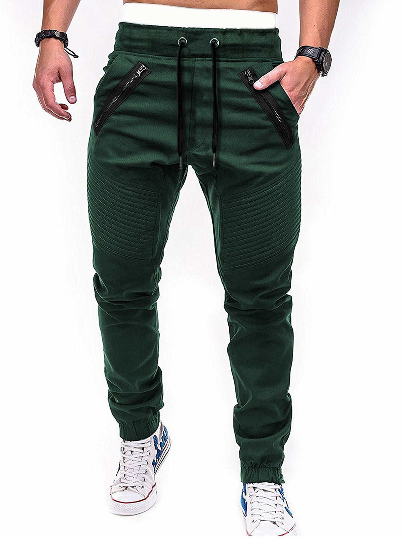 Herren Freizeit Jogginghose mit kontrastierenden Reißverschlusstaschen und elastischem Bund