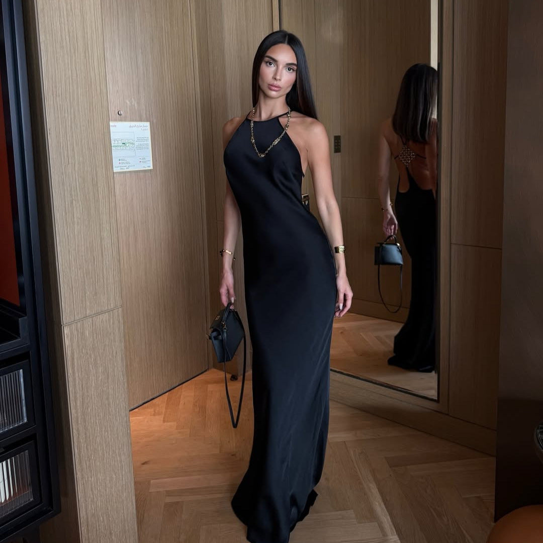 Damen Elegantes Abendkleid mit tiefem Rückenausschnitt und feinen Trägerdetails R&B