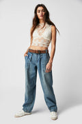 Damen Lässige High-Waist Jeans mit praktischen Seitentaschen R&B