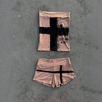 Damen Freizeit-Set mit lockerem Schnitt und kreativem Grafikdesign R&B