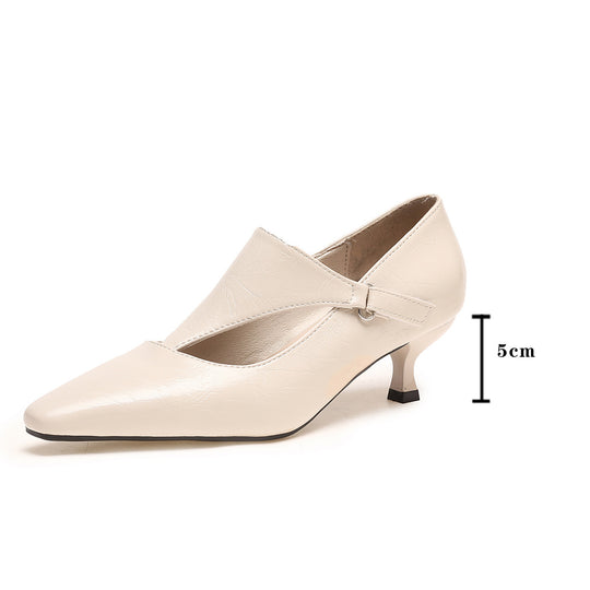 Damen elegante Peeptoe-Ballerinas mit modischem Riemen und komfortablem Absatz R&B