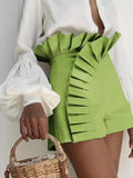 Damen Rüschenshorts mit asymmetrischem Schnitt
