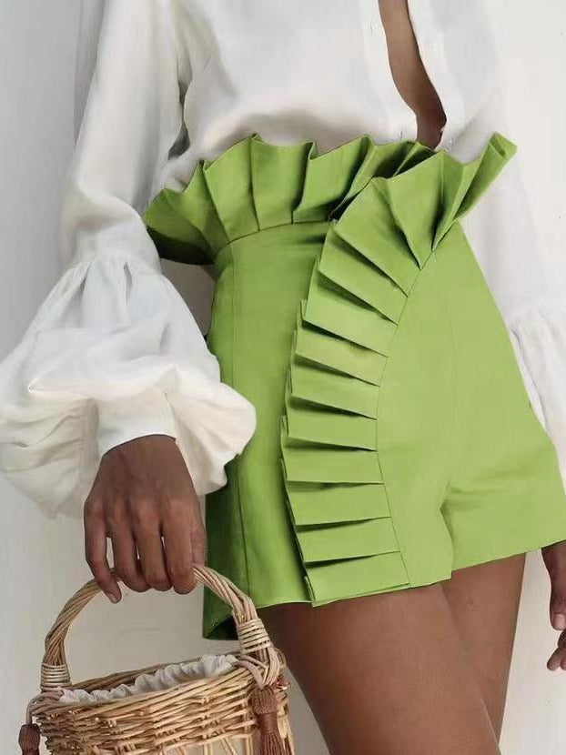 Damen Rüschenshorts mit asymmetrischem Schnitt