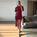 Damen Asymmetrisches Minikleid mit elegantem Schlitz und raffinierten Details