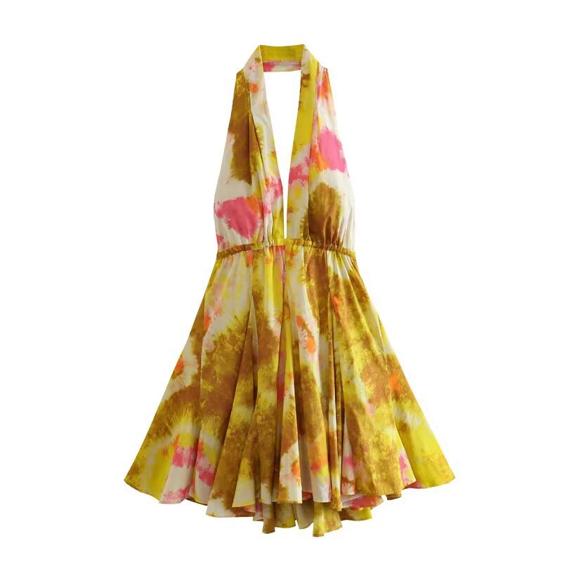Damen Halterneck Kleid mit fließendem Rock R&B