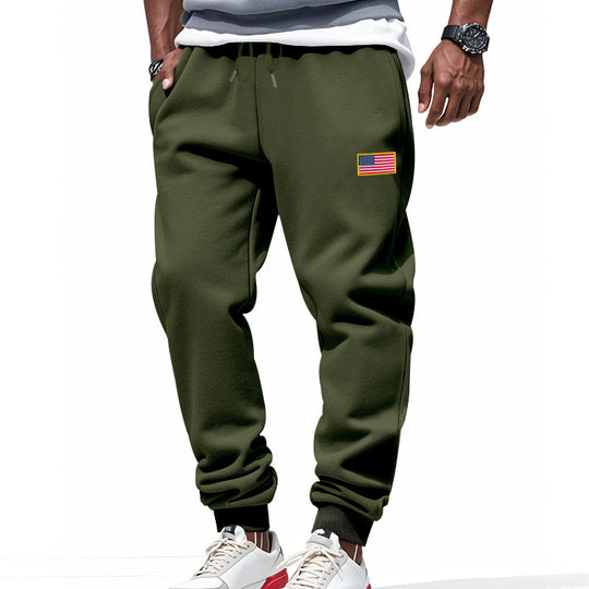 Herren Sportliche Sweathose mit elastischem Bund und Flaggenmotiv R&B