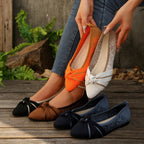 Damen modische Ballerinas mit flexiblem Fußbett und eleganter Schleifenverzierung