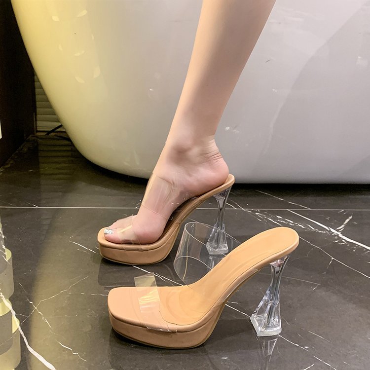 Damen elegante transparente High Heel Sandalen R&B