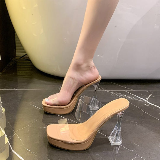 Damen elegante transparente High Heel Sandalen R&B