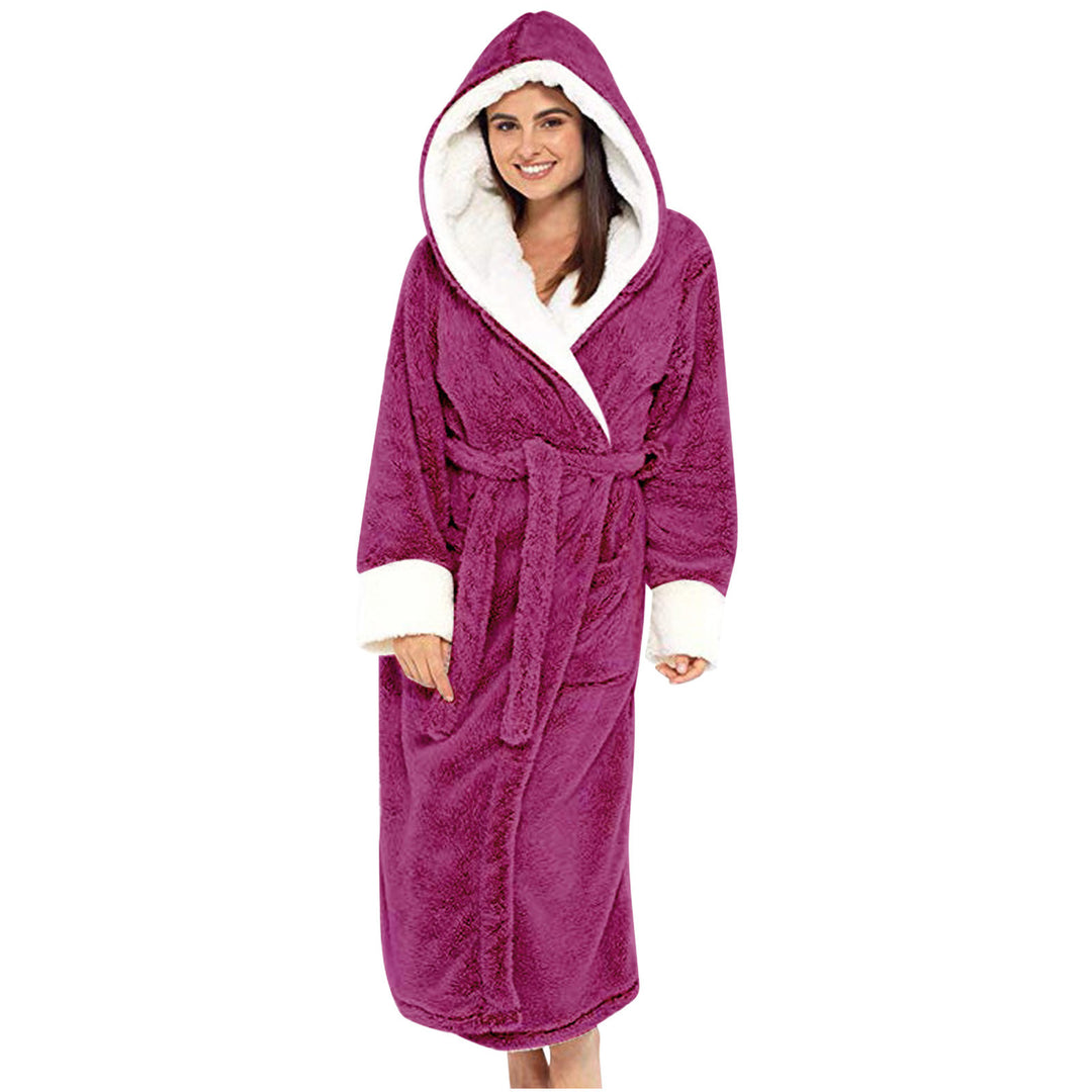 Damen Kuscheliger Fleece-Morgenmantel mit Kapuze und Gürtel R&B
