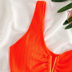 Damen Bikini-Set mit komfortablem hoch taillierten Höschen und modischem Clip R&B