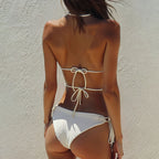 Damen Triangel-Bikini mit dekorativen Riemen und elastischem Bund R&B