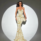 Damen figurbetontes Blumen-Maxikleid mit Spaghettiträgern und elegantem Schnitt R&B