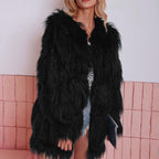 Damen Furry Teddyjacke mit modernem Schnitt und langem Fell R&B