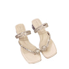 Damen elegante Blockabsatzsandalen mit funkelnden Strassdetails EB