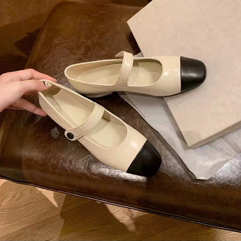 Damen Ballerinas mit elegantem Riemchen und goldener Zehenkappe R&B