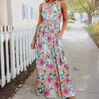 Damen Maxikleid mit floralem Muster und praktischen Taschen R&B