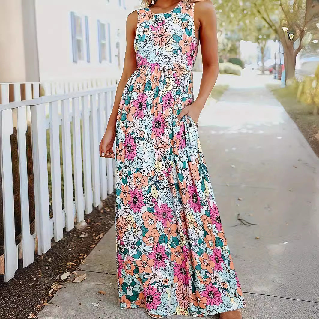 Damen Maxikleid mit floralem Muster und praktischen Taschen R&B