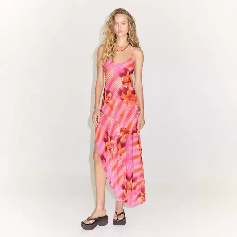 Damen Sommerliches Maxikleid mit asymmetrischem Saum und floralem Design R&B