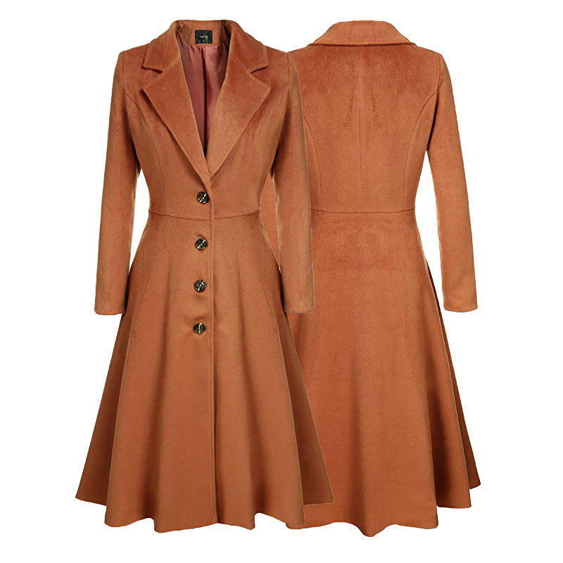 Damen eleganter Trenchcoat mit strukturiertem Fleece und kunstvollen Knopfdetails