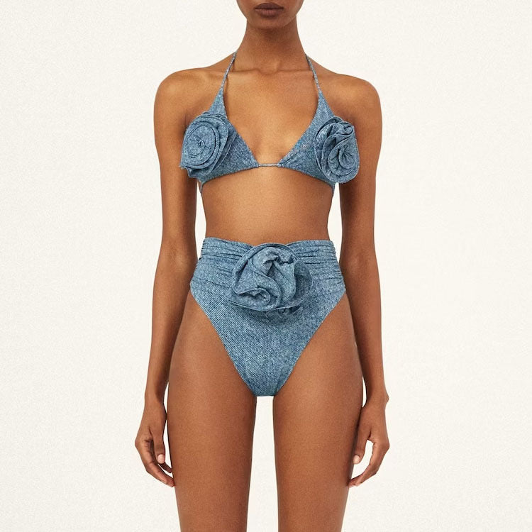 Damen Bikiniset mit eleganten Rüschen und stilvollem Überrock R&B